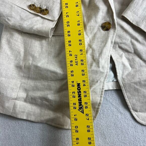 Talbots Blazer Womens Plus Petite 14 Classic Natural Beige Linen Minimalist NWOT - Picture 5 of 13